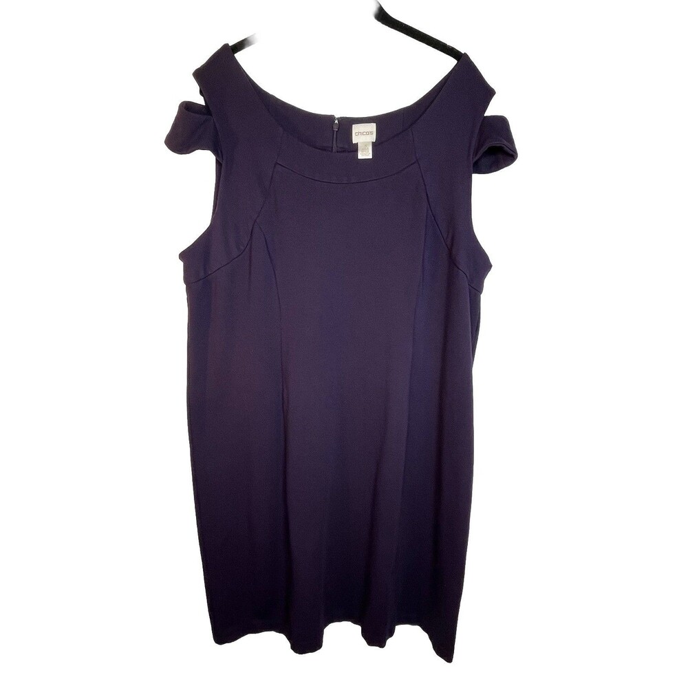 Chicos Peekaboo Shoulders Plum Dress Sz 3 16 18 Xl Long sleeves (15)